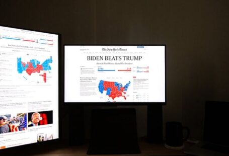 Election Map - Black Flat Screen Computer Monitor with Headline News on Display